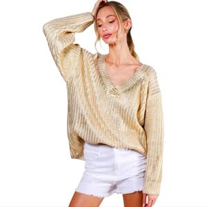 Vine & Love Gold Metallic Sweater Size Large New With Tags !!